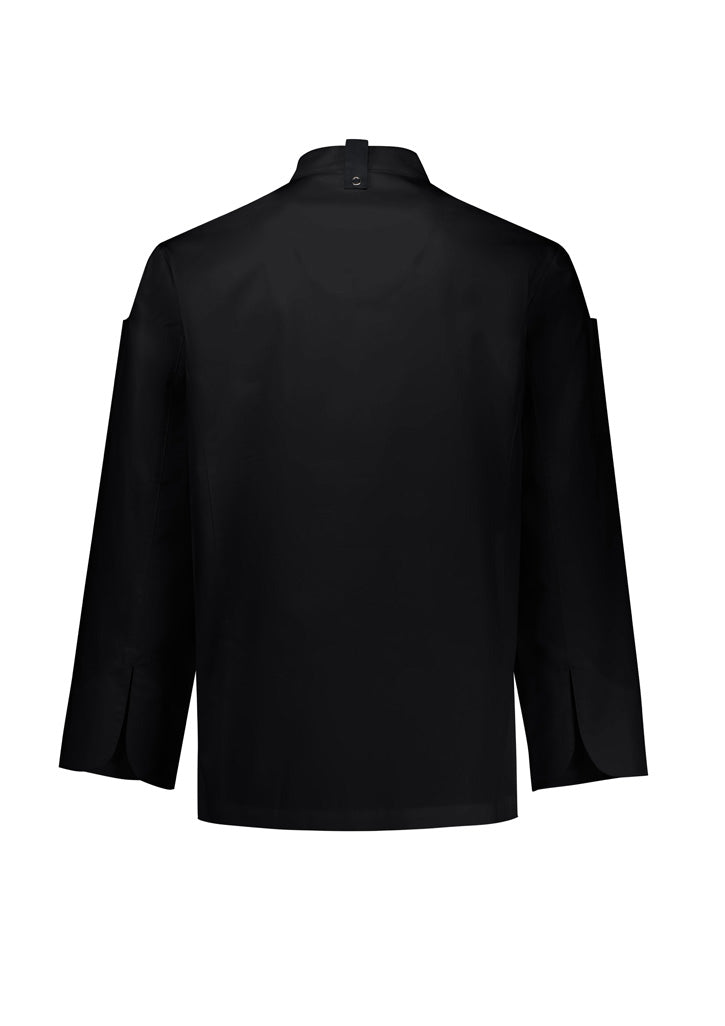 Biz Collection CH430ML Gusto Mens Long Sleeve Chef Jacket in Black - back view