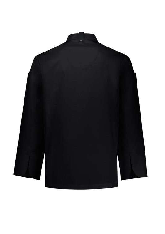 Biz Collection CH430ML Gusto Mens Long Sleeve Chef Jacket in Black - back view
