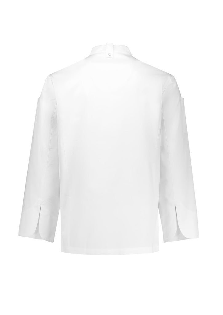 Biz Collection CH430ML Gusto Mens Long Sleeve Chef Jacket in White - back view