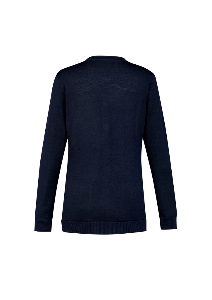 Biz Collection CK045LC Button Front Womens Knit Cardigan in Navy - back view