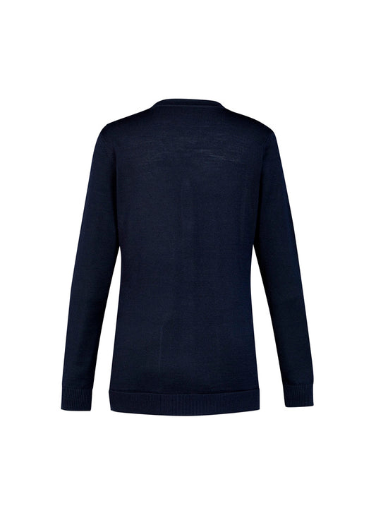 Biz Collection CK045LC Button Front Womens Knit Cardigan in Navy - back view