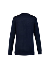 Biz Collection CK045LC Button Front Womens Knit Cardigan in Navy - back view