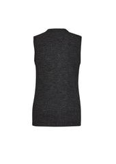 Biz Collection CK961LV Button Front Womens Knit Vest in Charcoal - back view