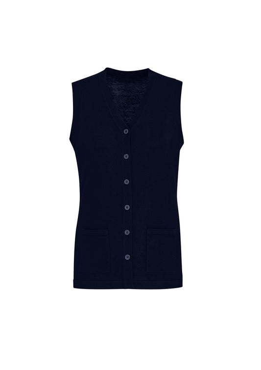Biz Collection CK961LV Button Front Womens Knit Vest in Navy