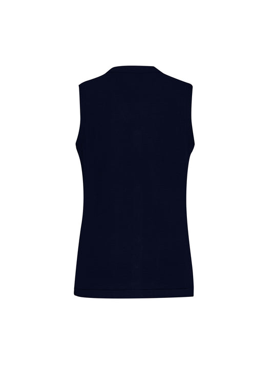 Biz Collection CK961LV Button Front Womens Knit Vest in Navy - back view