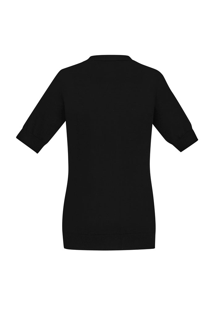 Biz Collection CK962LC Zip Front Womens Short Sleeve Knit Cardigan in Black - back view