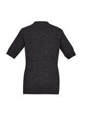 Biz Collection CK962LC Zip Front Womens Short Sleeve Knit Cardigan in Charcoal - back view