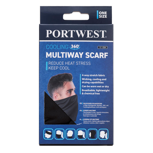 Portwest CS24 Cooling Multiway Scarf in Black - back view