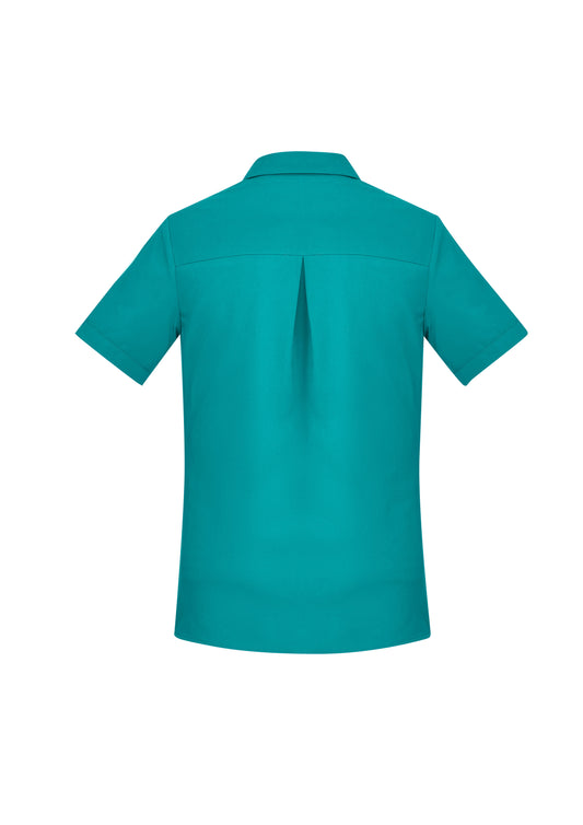 Biz Collection CS947LS Florence Womens Plain Short Sleeve Shirt in Teal - back view