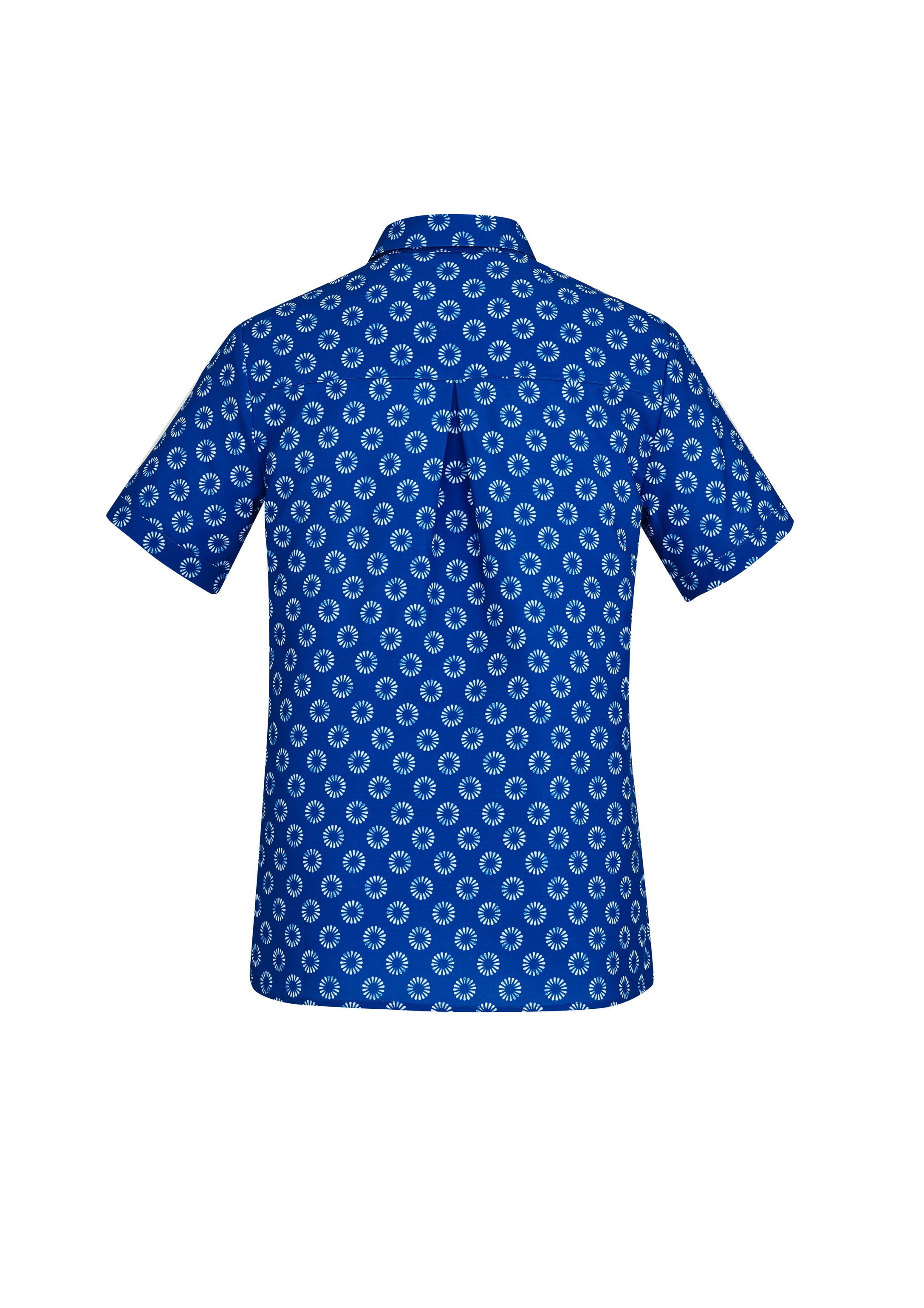Biz Collection CS948LS Florence Womens Daisy Print Short Sleeve Shirt in Electric Blue - back view