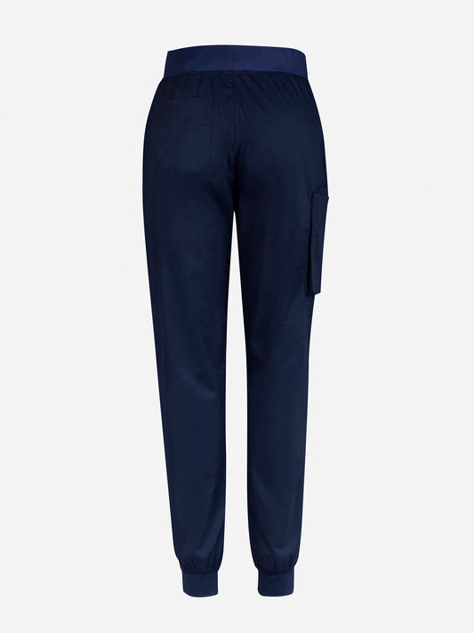 Inaura CSP042LL Riley Womens Slim Leg Jogger Scrub Pant in Midnight Navy - back view