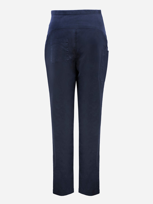 Inaura CSP244LL Rose Womens Maternity Scrub Pant in Midnight Navy - back view