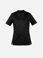 Inaura CST043LS Riley Womens Stretch Scrub Top in Black