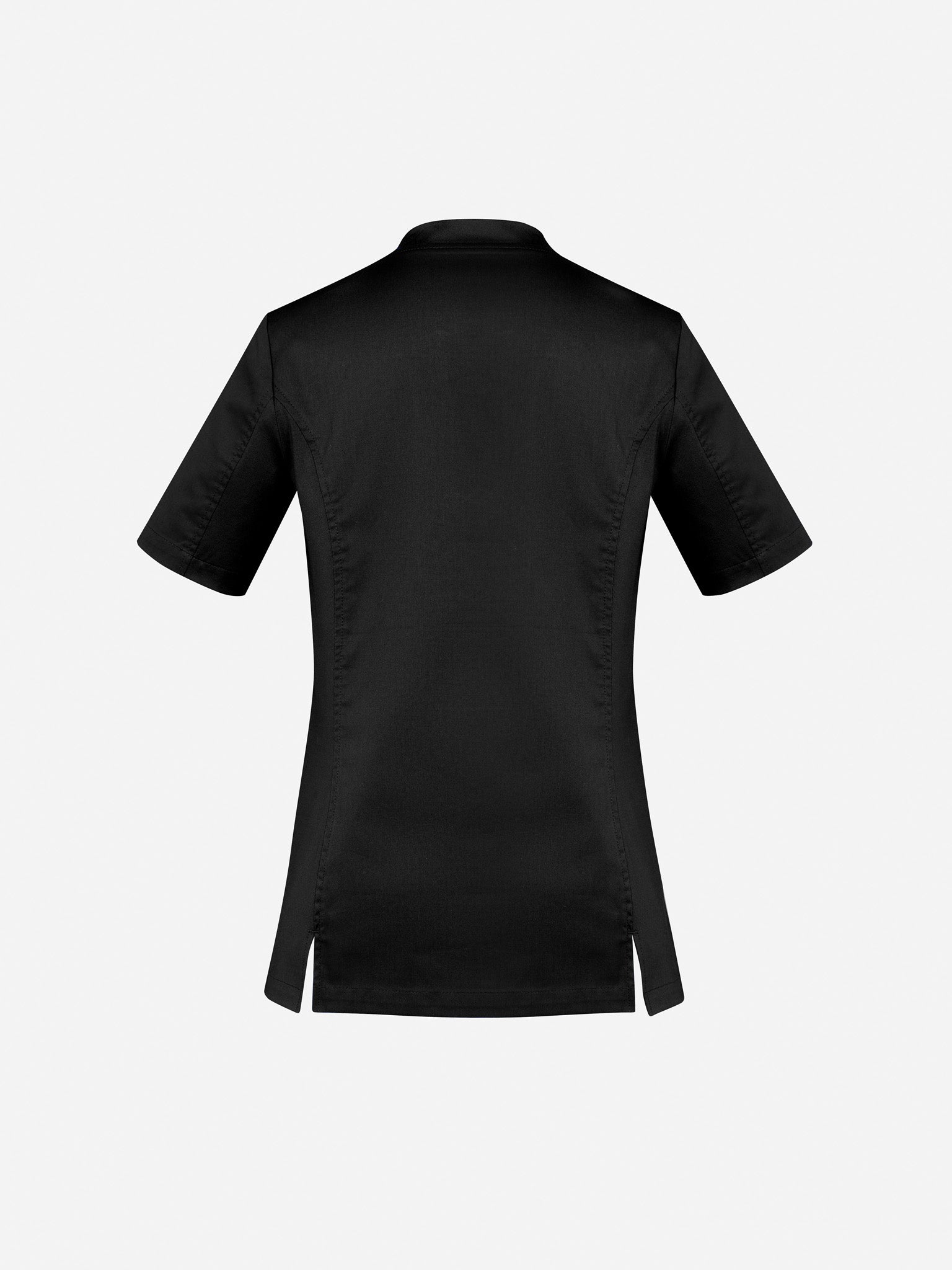 Inaura CST043LS Riley Womens Stretch Scrub Top in Black - back view