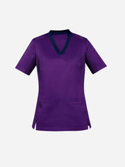 Inaura CST043LS Riley Womens Stretch Scrub Top in Purple