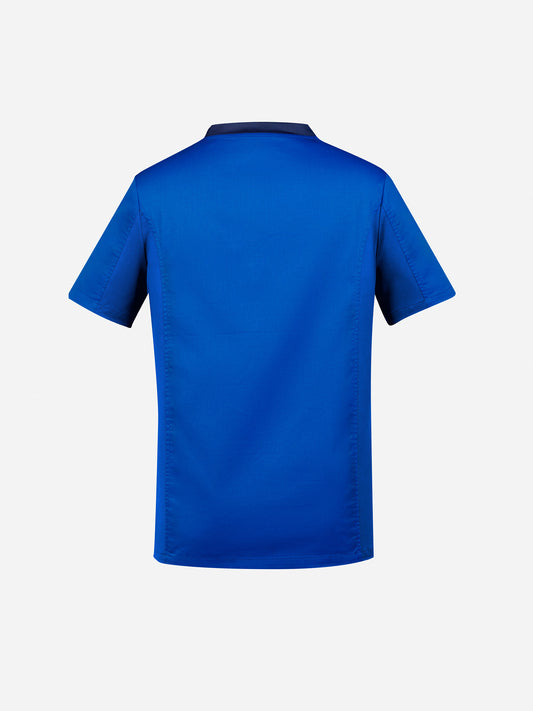 Inaura CST043MS Riley Mens Stretch Scrub Top in Electric Blue - back view