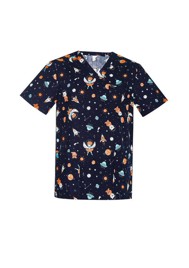 Mens Printed Space Party Scrub Top - CST148MS - biz-care-0