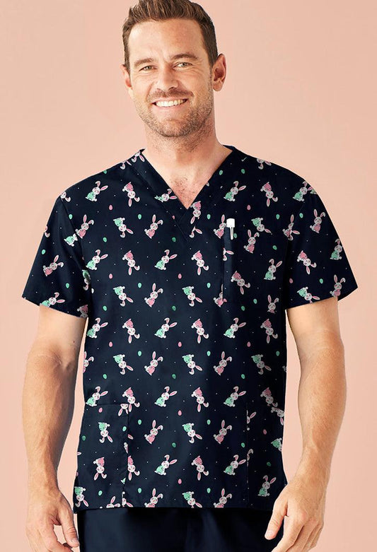 Mens Easter V-Neck Short Sleeve Scrub Top - CST152MS - biz-care-0