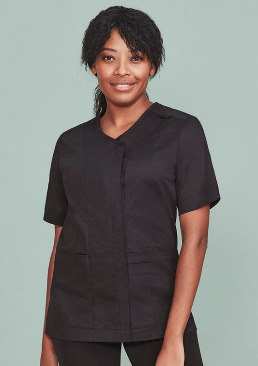 Womens Parks Zip Front Crossover Scrub Top - CST240LS - biz-care-0