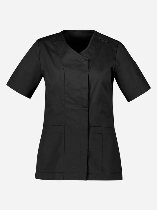 Inaura CST240LS Parks Womens Zip Front Scrub Top in Black