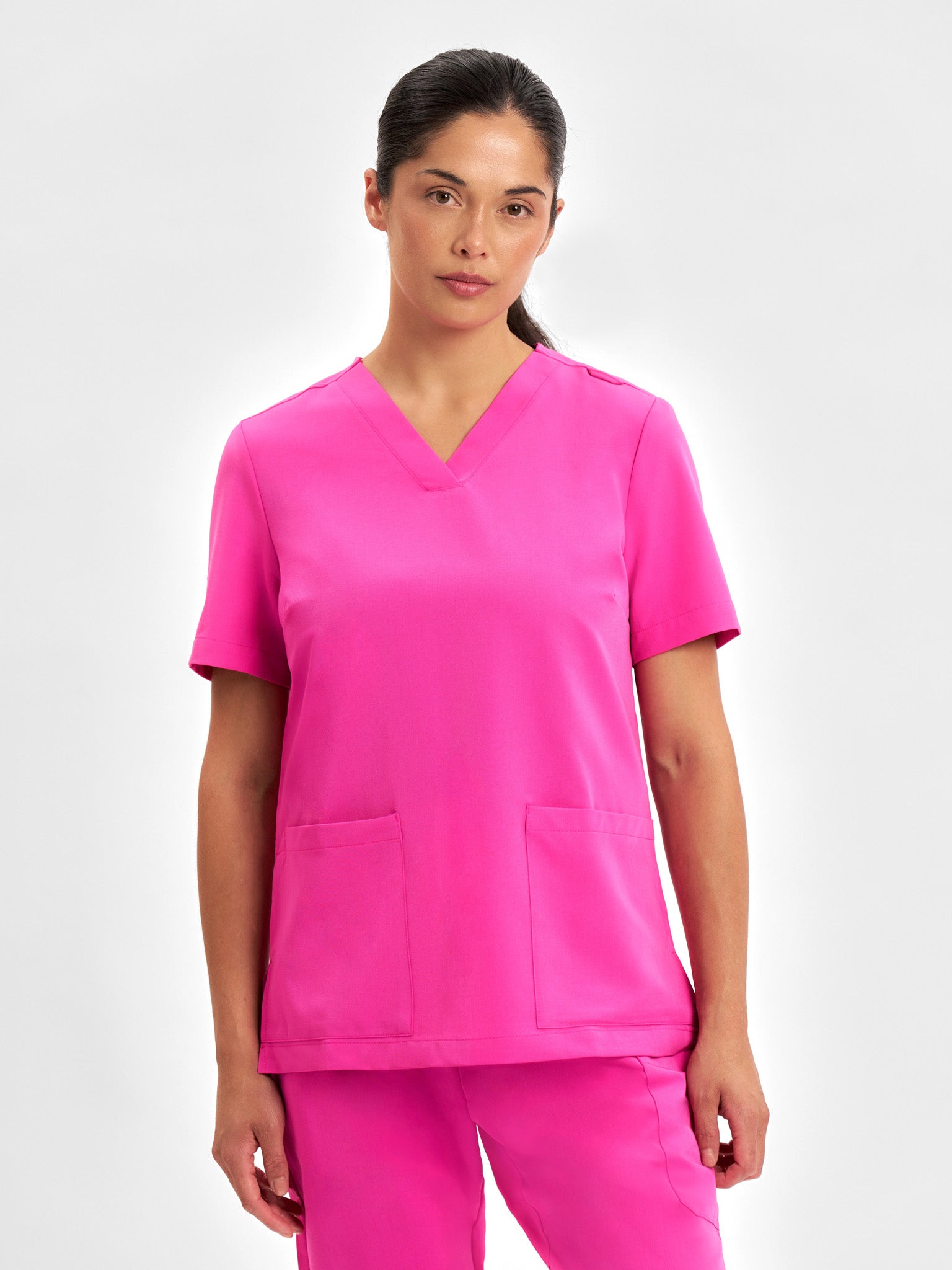 Womens Pink V-Neck Scrub Top - CST245LS - inaura-0