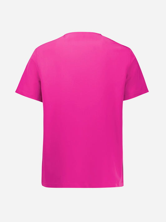 Inaura CST245LS Pink Womens V-Neck Scrub Top in Pink - back view