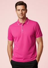 Mens Pink Short Sleeve Polo - CST313MS - inaura-0