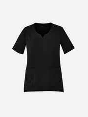 Inaura CST942LS Avery Womens Round Neck Scrub Top in Black
