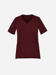 Inaura CST942LS Avery Womens Round Neck Scrub Top in Burgundy