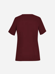 Inaura CST942LS Avery Womens Round Neck Scrub Top in Burgundy - back view