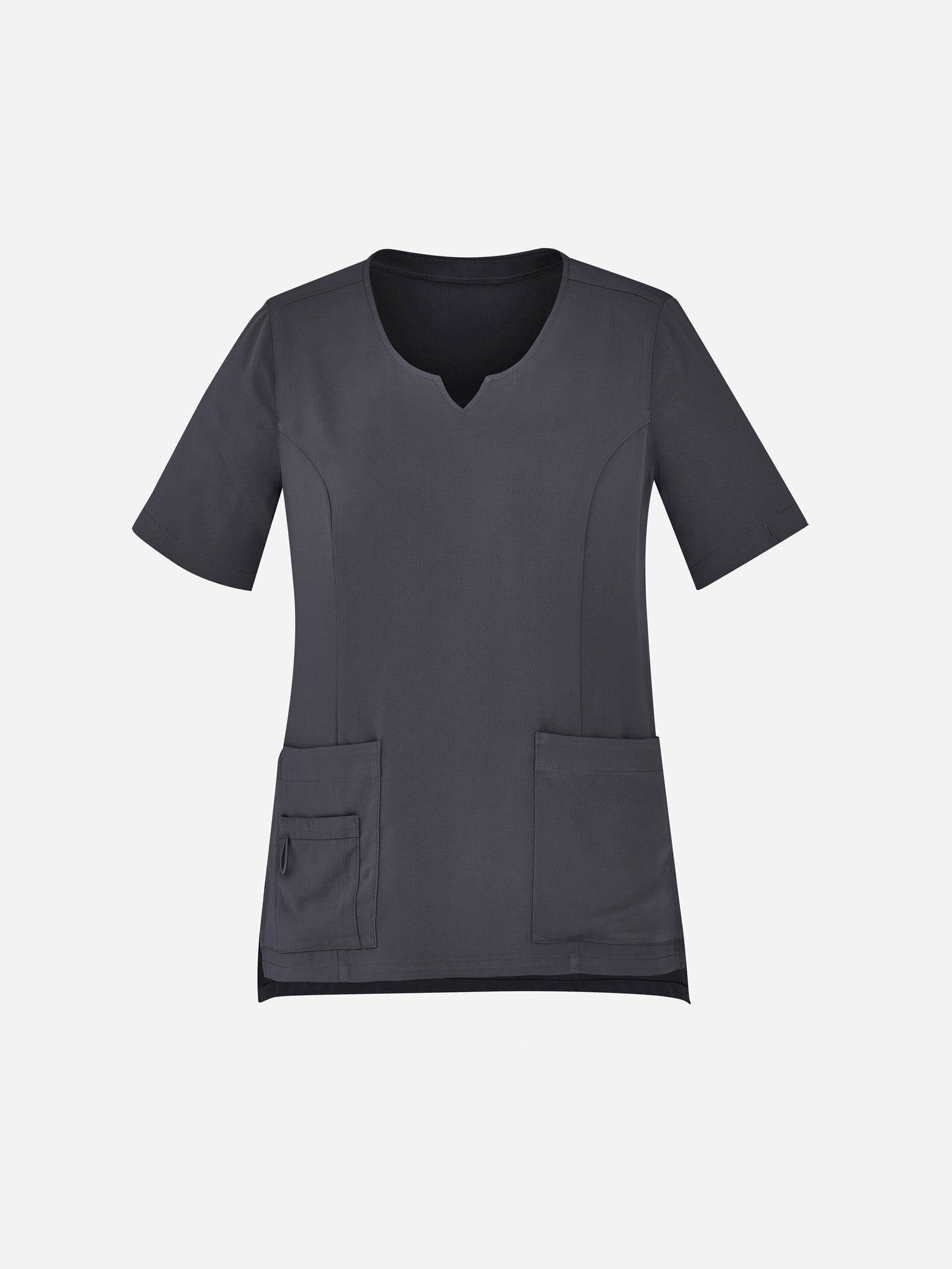 Inaura CST942LS Avery Womens Round Neck Scrub Top in Charcoal