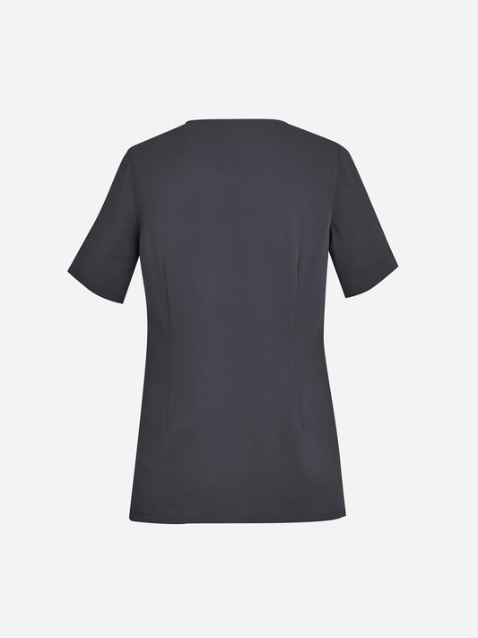 Inaura CST942LS Avery Womens Round Neck Scrub Top in Charcoal - back view