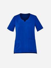 Inaura CST942LS Avery Womens Round Neck Scrub Top in Electric Blue