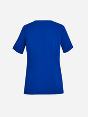 Inaura CST942LS Avery Womens Round Neck Scrub Top in Electric Blue - back view