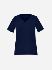 Inaura CST942LS Avery Womens Round Neck Scrub Top in Midnight Navy