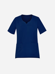Inaura CST942LS Avery Womens Round Neck Scrub Top in Navy