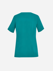 Inaura CST942LS Avery Womens Round Neck Scrub Top in Teal - back view