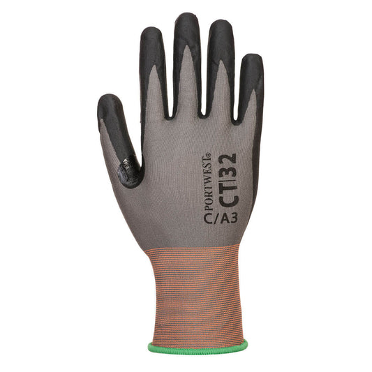 Portwest CT32 CT Cut C18 Nitrile Glove in Grey/Black - back view