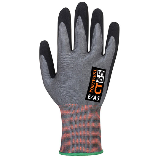Portwest CT65 CT Cut E15 Nitrile Glove in Grey/Black - back view