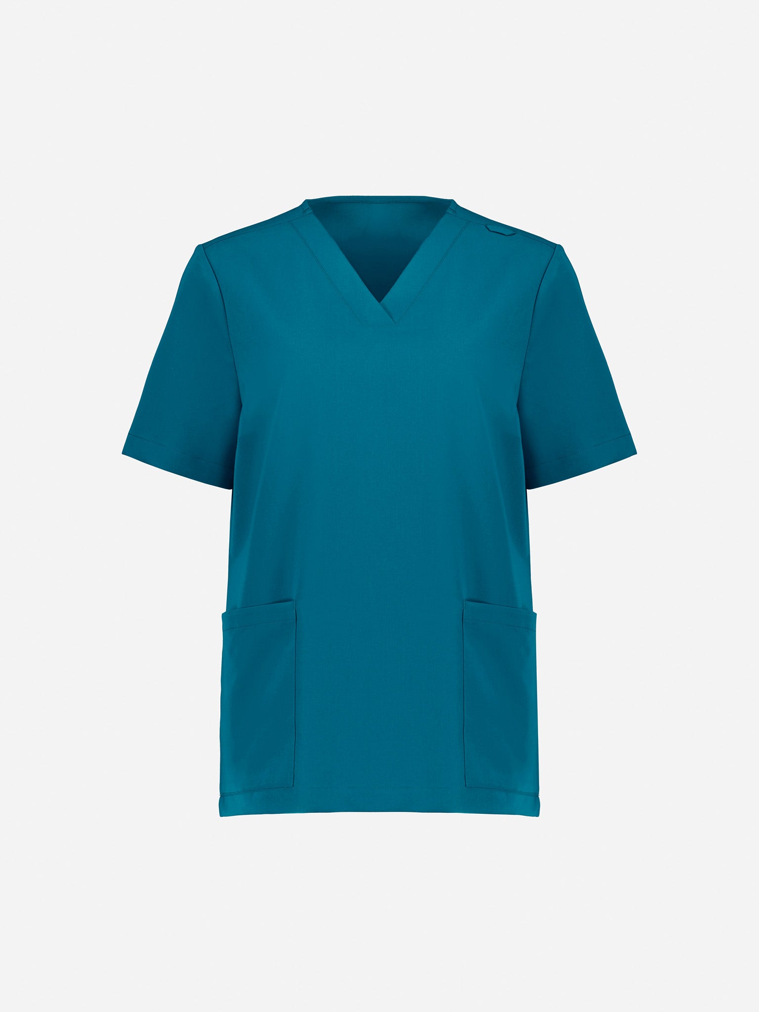Inaura CU543LS Pulse Womens V-Neck Scrub Top in Caribbean Blue