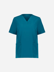 Inaura CU543LS Pulse Womens V-Neck Scrub Top in Caribbean Blue