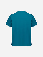 Inaura CU544US Pulse Unisex V-Neck Scrub Top in Caribbean Blue - back view