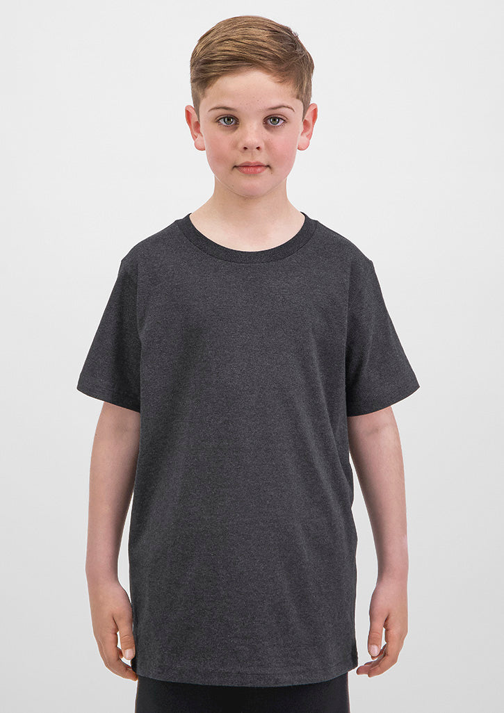 Basis Kids Short Sleeve Tee - X1001K in Charcoal Marle - model