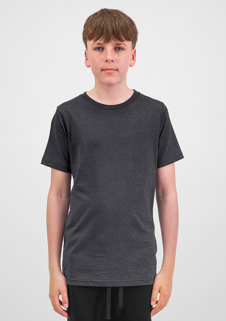 Basis Youth Short Sleeve Tee - X1001Y in Charcoal Marle - model