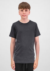 Basis Youth Short Sleeve Tee - X1001Y in Charcoal Marle - model