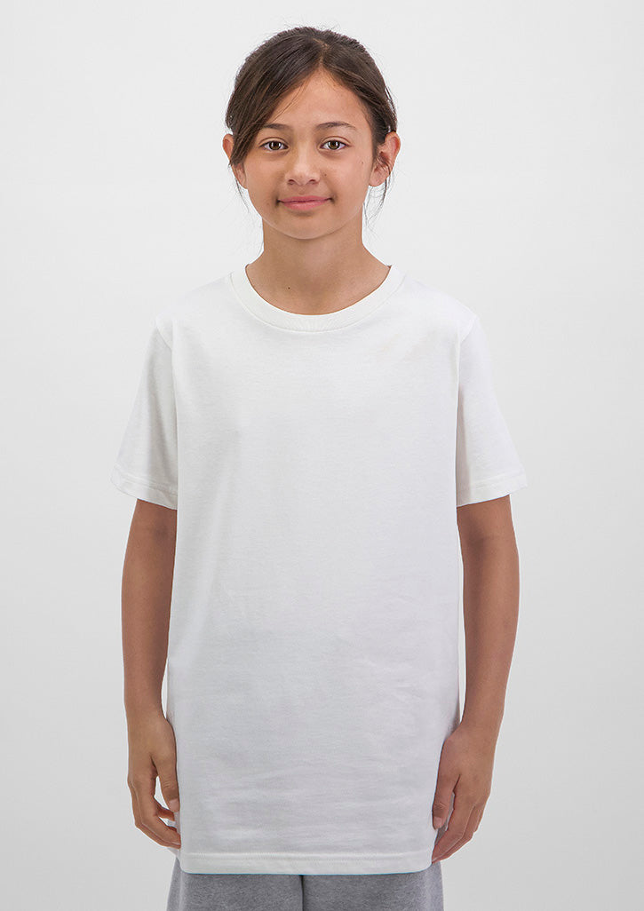 Basis Kids Short Sleeve Tee - X1001K in Ecru - model