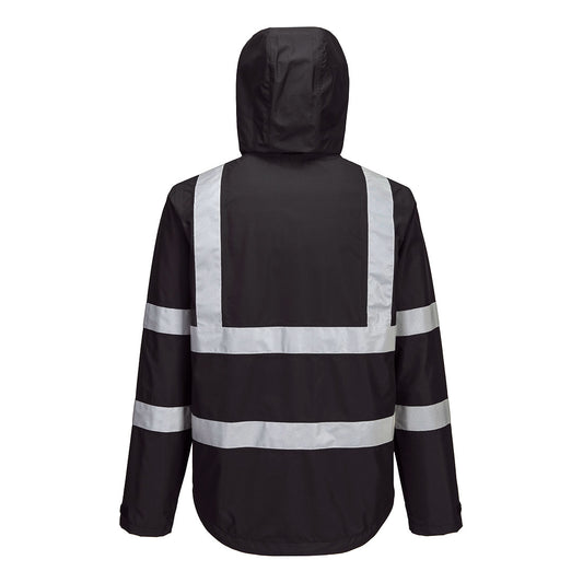 Portwest F442 Iona Enhanced Lightweight Packable Jacket in Black - back view