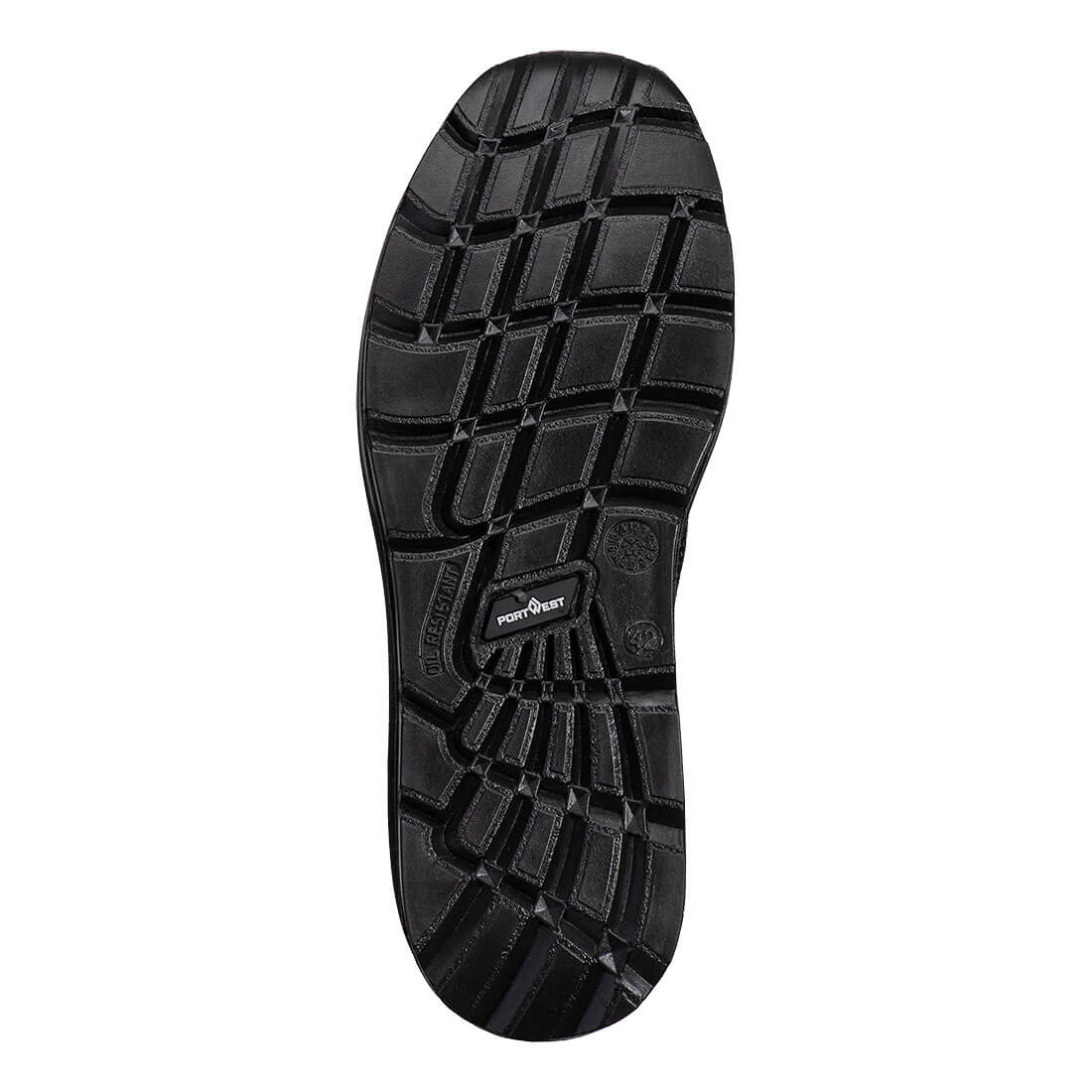 Portwest FC32 Composite Textile Trainer S1PS ESD SR FO in Black/Zoom Grey - back view