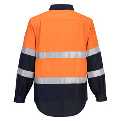 Portwest FR04 Portflame FR Class D/N Shirt in Orange/Navy - back view