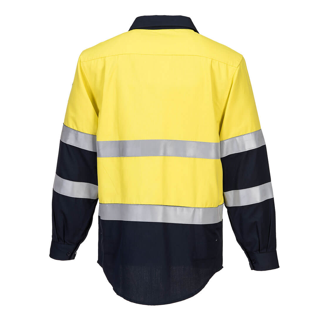 Portwest FR04 Portflame FR Class D/N Shirt in Yellow/Navy - back view